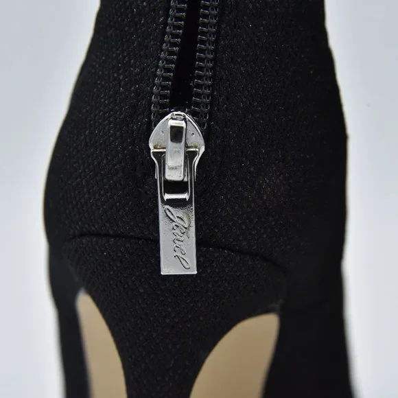 Jewel Badgley Mischka Eva Pointed Toe Black Sparkly Heeled Ankle Booties, Size 7 - Picture 8 of 14